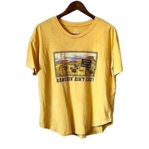 🚨3/$20🚨 Aerie Ranchin Ain’t Easy Farm Casual Relaxed Oversized Shirt Top Yellow